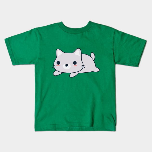 Cute Cat T-Shirt Kids T-Shirt by happinessinatee